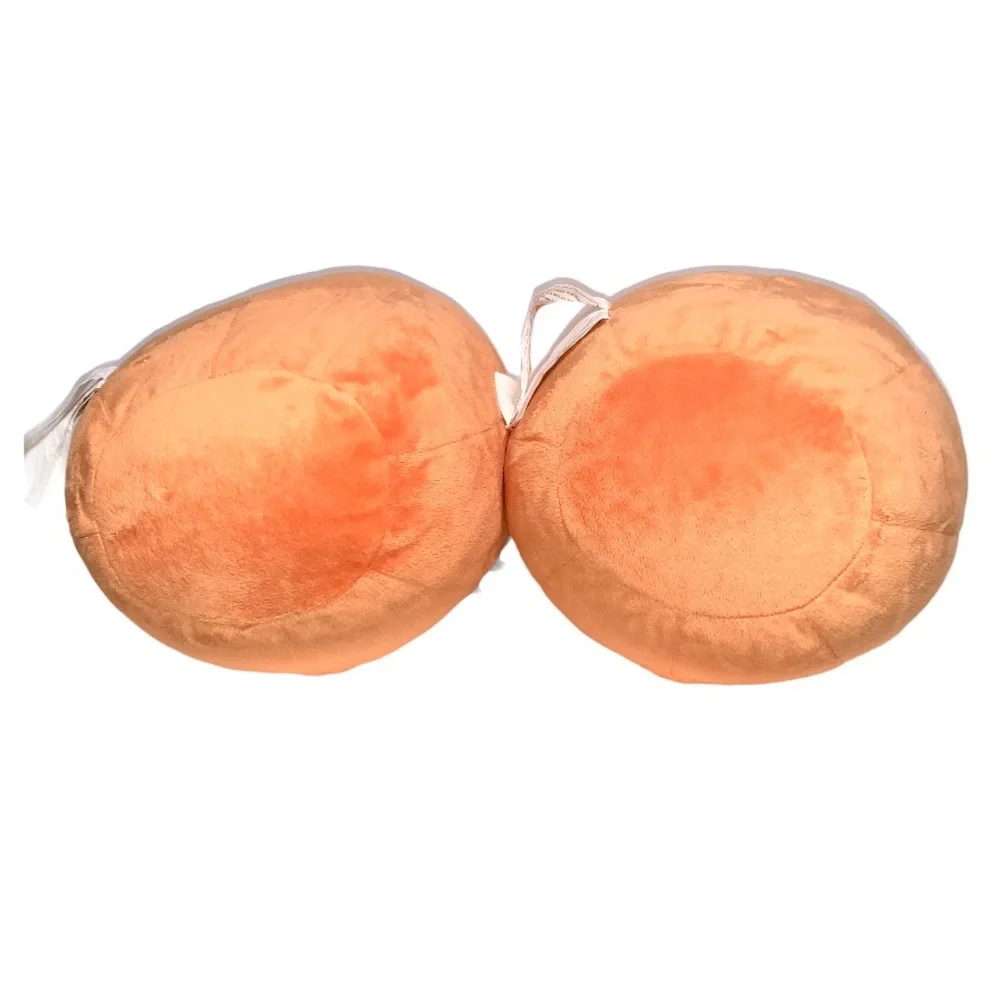 Halloween Smiling Carved Pumpkin Shaped Orange & Black Plush Accent Pillows